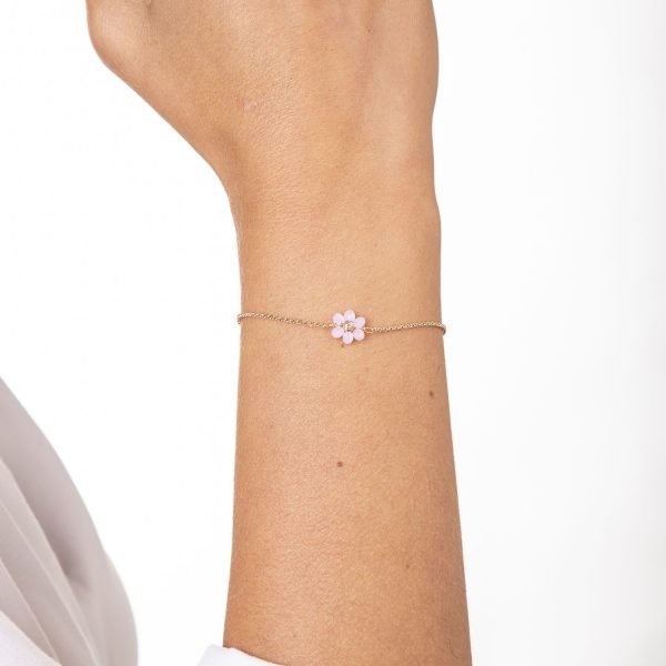 Bracciale Dorato con Fiore Rosa