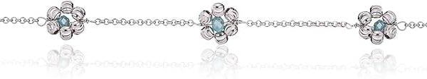 Rhodium Three Flowers Turquoise Bracelet