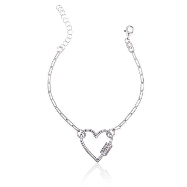 Bracciale Rodiato Choker Cuore con Zirconi