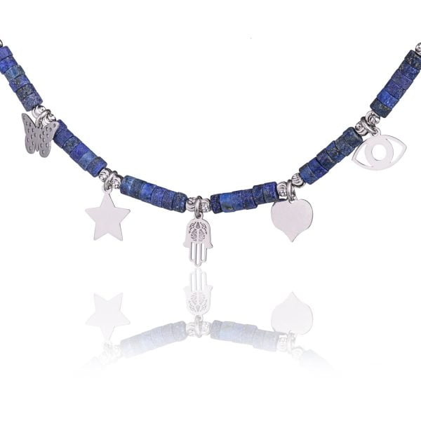 Bracciale Fantasia Rodiato Anellini Blu