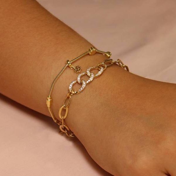 Bracciale Grumetta Dorato con Strass