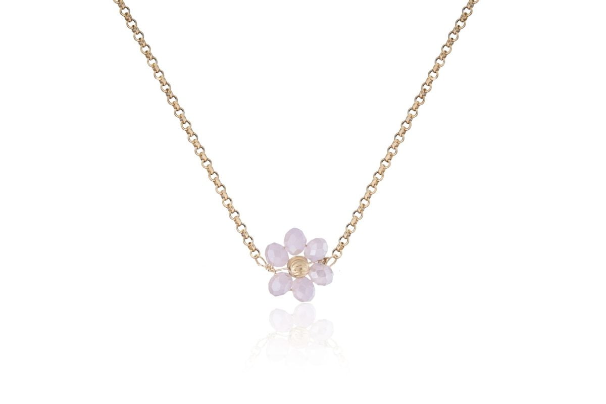 Collana Dorata con Fiore Rosa