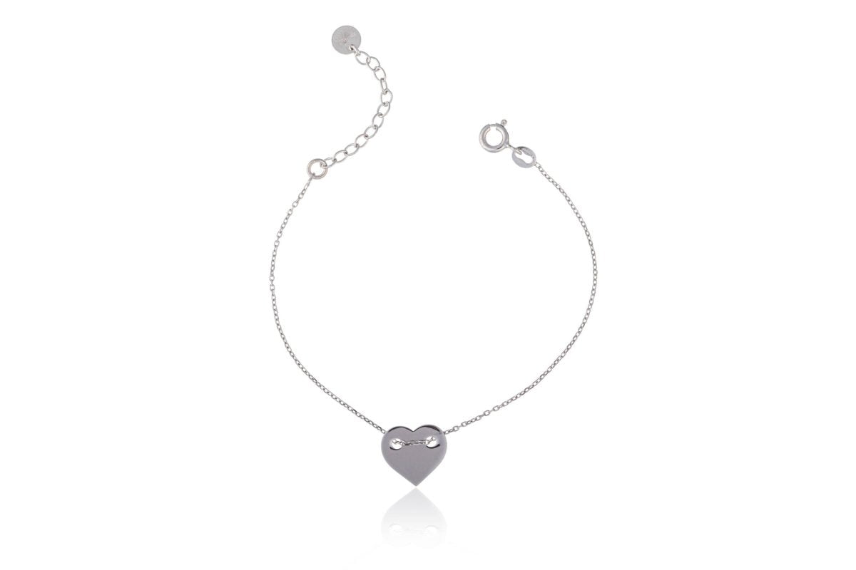 Bracciale Argento Cuore Passante Rodiato