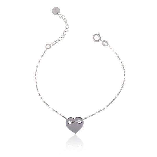 Bracciale Argento Cuore Passante Rodiato