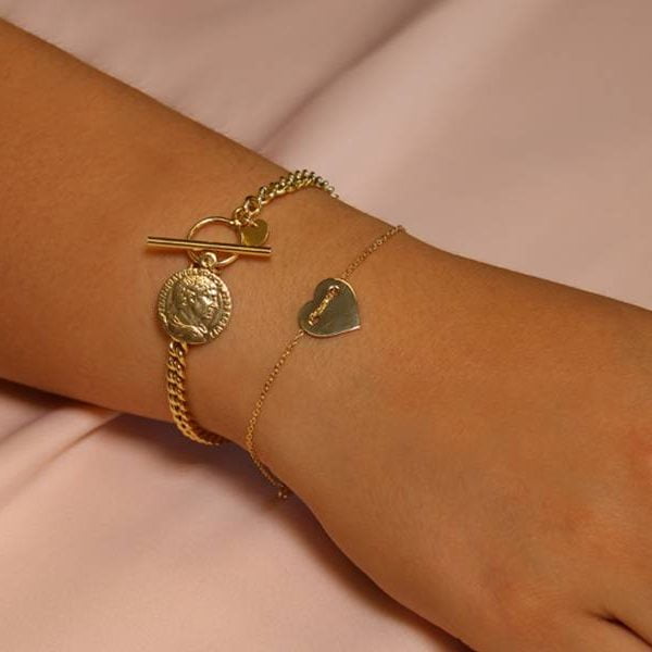 Bracciale Argento Cuore Passante Dorato