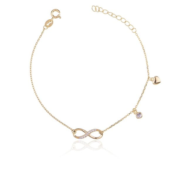 Bracciale Argento Forzatina Infinito Strass Dorato