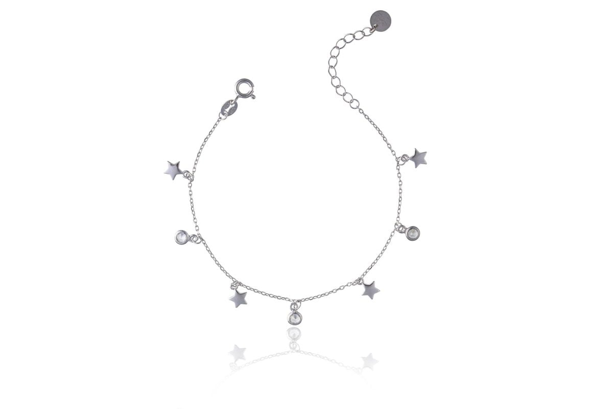 Bracciale Argento Forzatina Stelle Rodiato