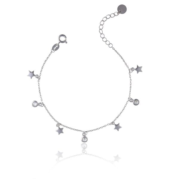 Bracciale Argento Forzatina Stelle Rodiato