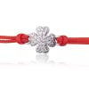 Bracciale in Argento in Corda Rosso Quadrifoglio Strass