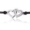 Bracciale in Argento in Corda Nero Cuore Doppio