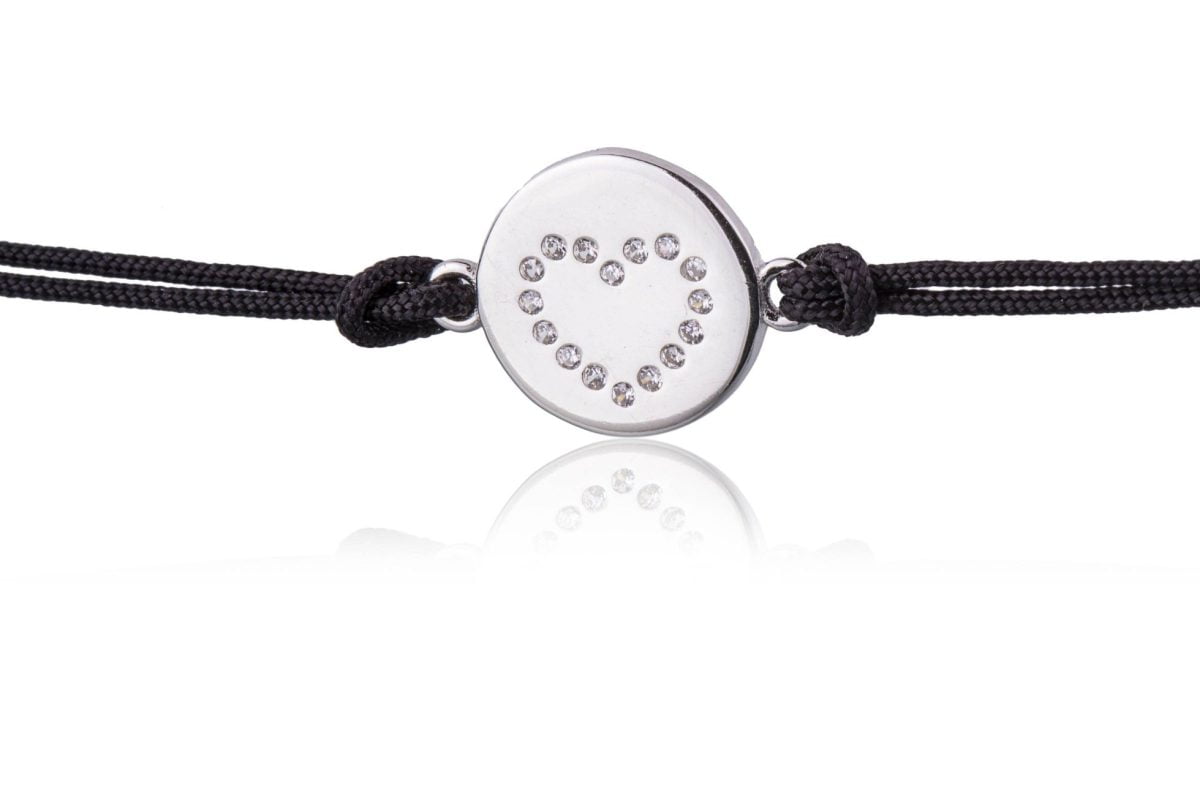 Bracciale in Argento in Corda Nero Love