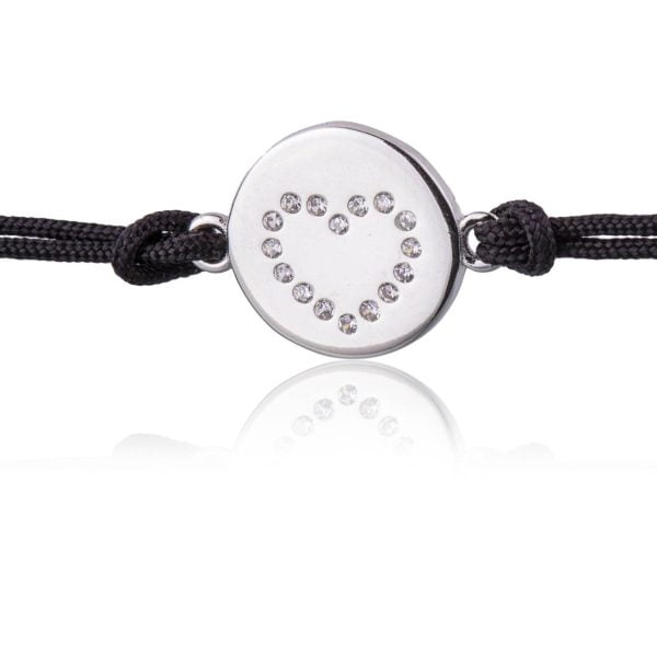 Bracciale in Argento in Corda Nero Love