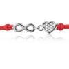 Bracciale in Argento in Corda Rosso Cuore e Infinito Rodiato