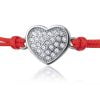 Bracciale in Argento in Corda Rosso Cuore Strass Rodiato