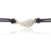 Bracciale in Argento in Corda Nero Ala Strass Dorato