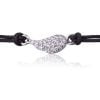 Bracciale in Argento in Corda Nero Ala Strass Rodiato