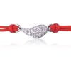 Bracciale in Argento in Corda Rosso Ala Strass Rodiato