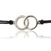 Bracciale in Argento in Corda Nero Cerchi Strass Dorato