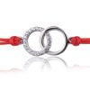 Bracciale in Argento in Corda Rosso Cerchi Strass Rodiato