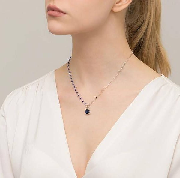 Collana Dalia Rodiata con Zirconi Blu