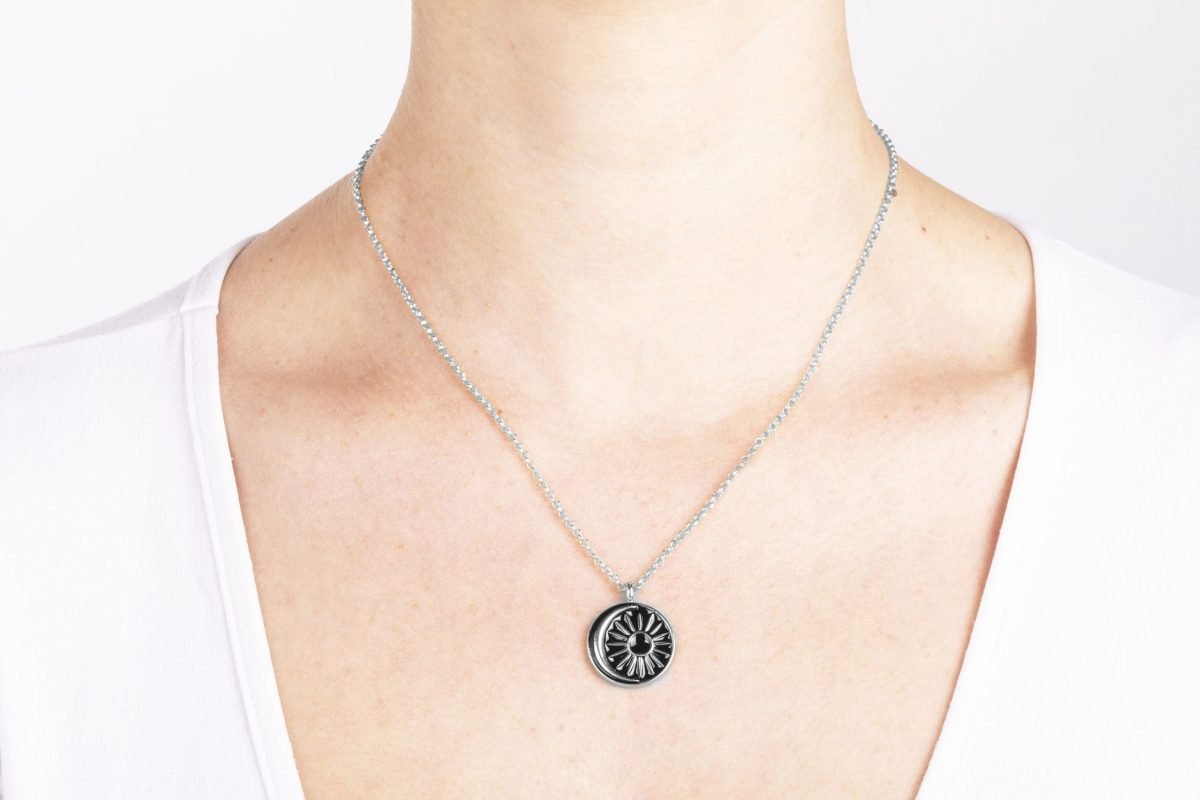 Collana con Sole Smaltato Rodiata