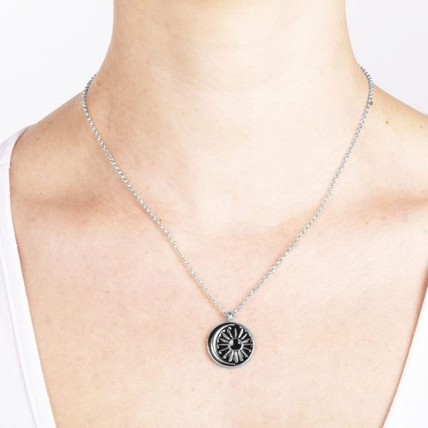 Collana con Sole Smaltato Rodiata