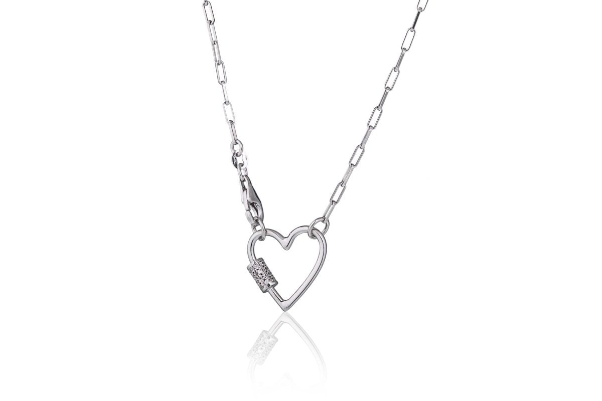 Choker Rodiato Cuore con Zirconi