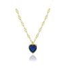 Collana Dorata Crystal Heart Blu