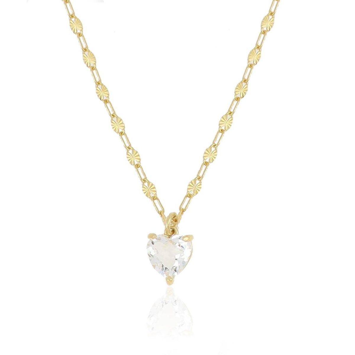 Collana Dorata Crystal Heart Bianco