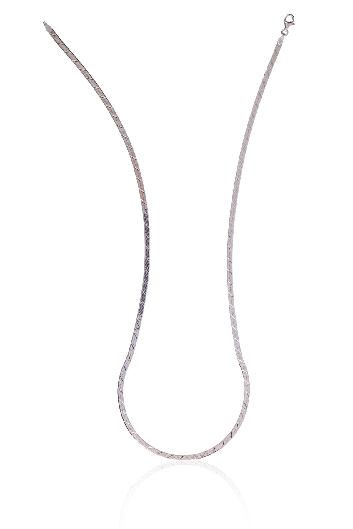 Collana Rodiata Catena Piatta Con Disegno 50cm