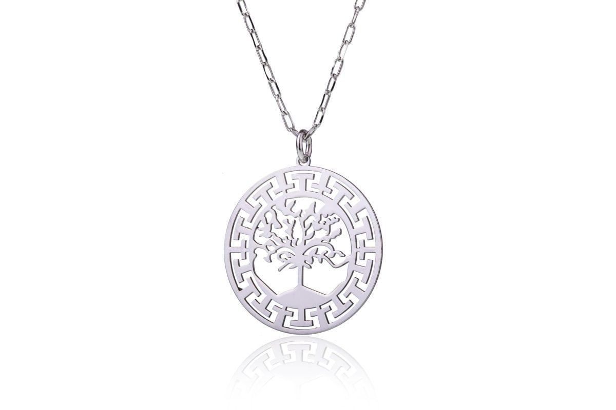 Collana Rodiata con Albero della Vita e Meandri