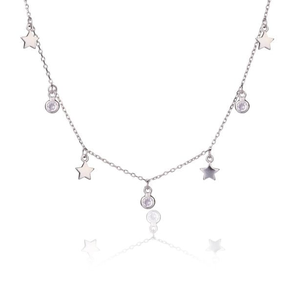 Collana in Argento Rodiata Stelle e Punti Luce