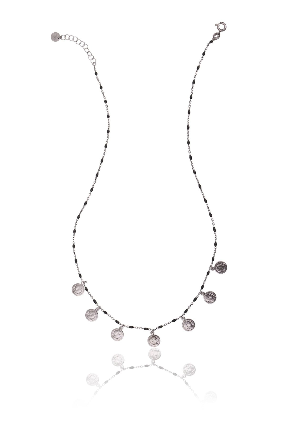 Collana in Argento Rodiata Monete