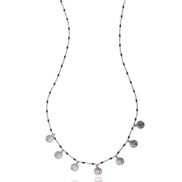 Collana in Argento Rodiata Monete