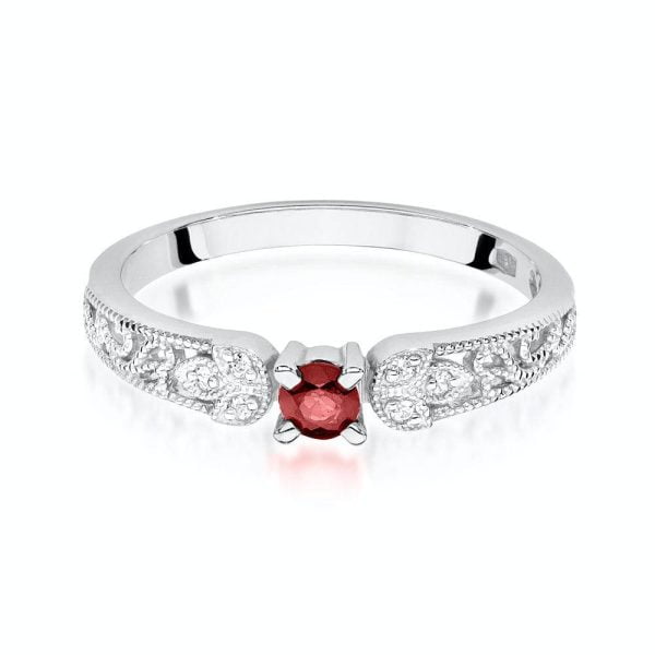 Princess Gold Ring with Ruby and Diamonds