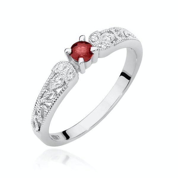 Princess Gold Ring with Ruby and Diamonds