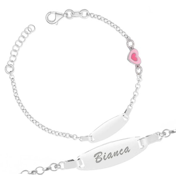 Bracciale con Cuore Smaltato Rosa